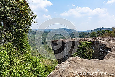 Large stone plateau and the view from it. Cambodia Stock Photo