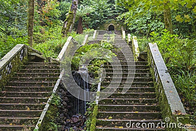 Large stone staircase in BuÃ§aco Portugal Stock Photo