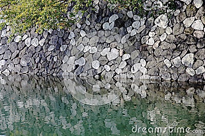 Stone wall with different sized stones Stock Photo