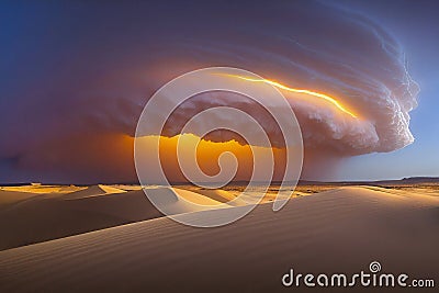 Large Storm Clouds over the Desert Landscape Stock Photo