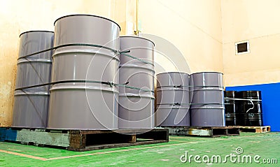 Large tanks chemical packaging. Stock Photo