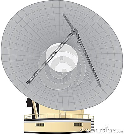 A Large Telecommunications Satellite Dish Vector Illustration