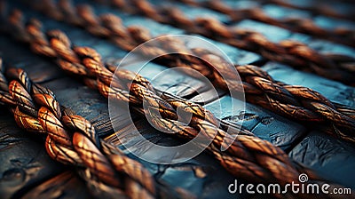 Large thick strong marine ropes for ships lie Stock Photo