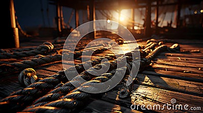 Large thick strong marine ropes for ships Stock Photo