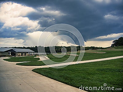 Large thunderstorm forming at Lake Olathe in Olathe city in Kansas Stock Photo