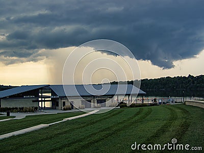 Large thunderstorm forming at Lake Olathe in Olathe city in Kansas Stock Photo