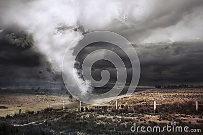 A large tornado forming about to destroy Stock Photo