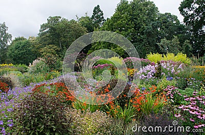 Large traditional english borders of hardy perennials Stock Photo