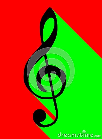 Treble Clef Shadow Vector Illustration