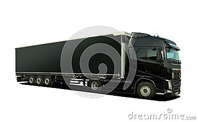 Large truck with semi trailer Stock Photo
