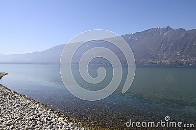 Large view of Bourget lake in Savoy, France Stock Photo