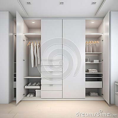 Large walk in wardrobe cabinetry detail in new home Stock Photo