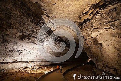 The large walking path inside of Mammoth Cave near Kentucky, U.S Stock Photo