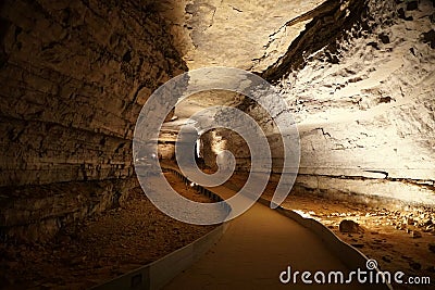 The large walking path inside of Mammoth Cave near Kentucky, U.S Stock Photo