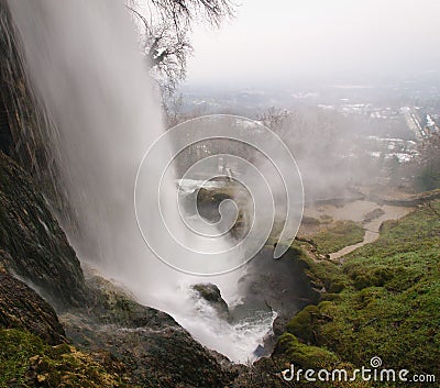 Large waterfall at Edessa falls in Greece. Stock Photo
