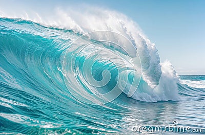 A large wave is crashing into the ocean, creating a beautiful and powerful scene Stock Photo
