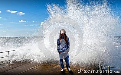 Refreshing wave over male model Stock Photo