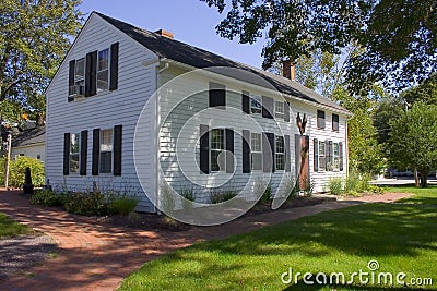 Large White Colonial Home Stock Photo