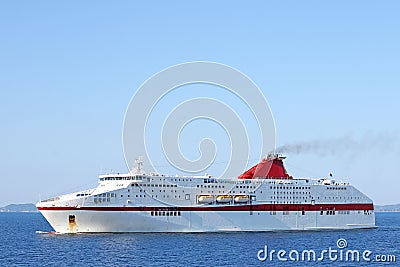 Large white cruiser sailing on Ionian sea Stock Photo