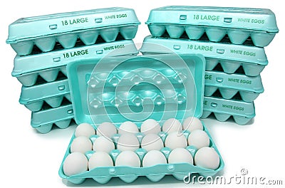 162 Large White Chicken Eggs in Cartons Stock Photo