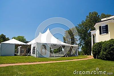 Large white party tent Stock Photo
