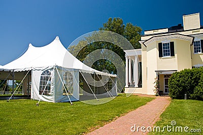 Large white party tent Stock Photo