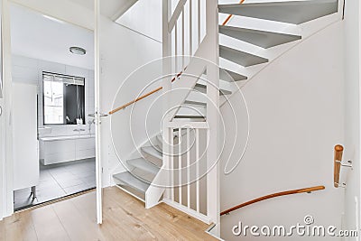 Large white staircase hall Stock Photo