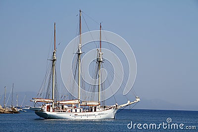 A large white three-masted yacht at sea. Editorial Stock Photo