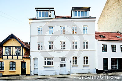 Large white three story building in denmark Editorial Stock Photo