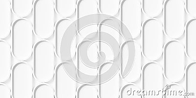 Large white vertical ellipse border array geometry shapes background wallpaper banner pattern, flat lay from above Cartoon Illustration