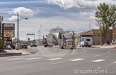 Large windmill wing transport downtown Tonopah, NV, USA Editorial Stock Photo