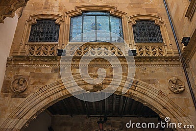 Large window in the Palace of La Salina courtyard Stock Photo