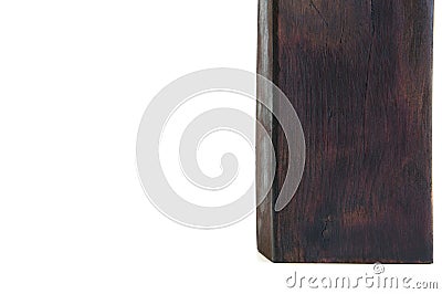 Large wooden brown block. Design column made of wood. On white background Stock Photo