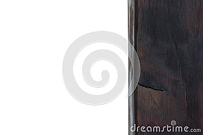 Large wooden brown block. Design column made of wood. On white background Stock Photo