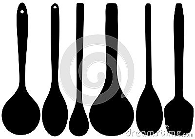 Large wooden spoons for kitchen and cooking Vector Illustration