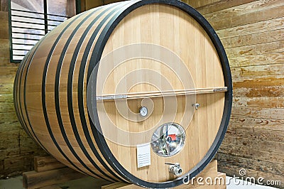 Large wooden wine keg Stock Photo