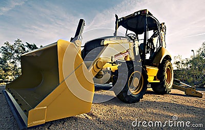 Large yellow bulldozer Stock Photo