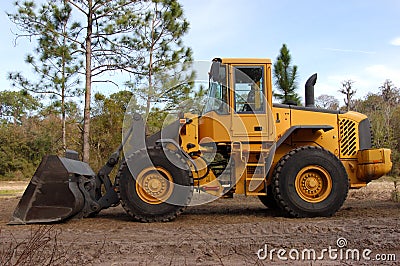 Large yellow bulldozer Stock Photo