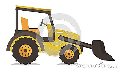 Large yellow bulldozer vector illustration. Vector Illustration