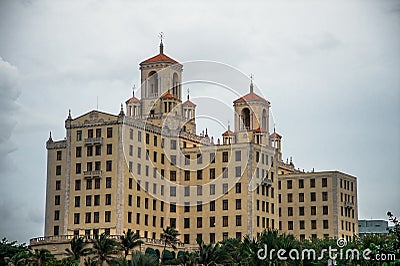 Large yellow historic building of Hotel Nacional de Cuba Editorial Stock Photo