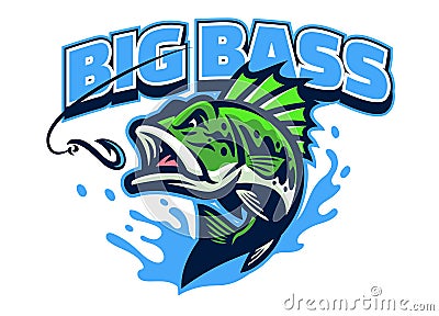 Largemouth bass fish mascot logo Vector Illustration