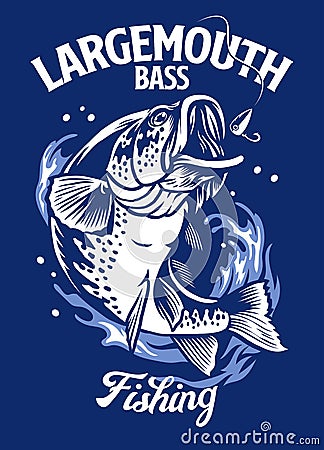 Largemouth bass fish t-shirt design Vector Illustration