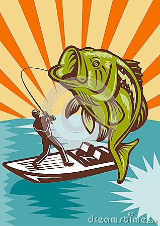 Largemouth Bass Fishing Stock Photo