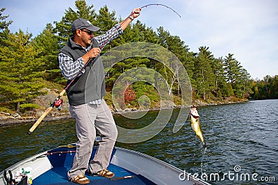 Largemouth Bass Fishing Stock Photo