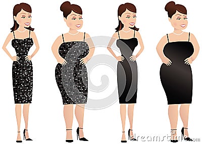 Larger woman and thinner woman Vector Illustration