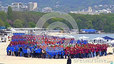 Largest human DNA helix world record Editorial Stock Photo