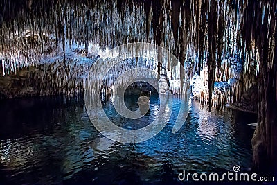 The largest lagoon in Drach Caves Stock Photo