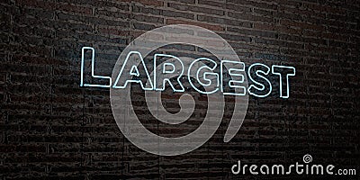 LARGEST -Realistic Neon Sign on Brick Wall background - 3D rendered royalty free stock image Stock Photo