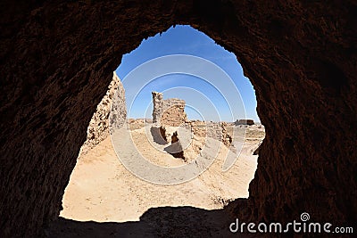 The largest ruins castles of ancient Khorezm â€“ Ayaz - Kala, Uzbekistan Stock Photo