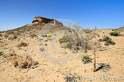 The largest ruins castles of ancient Khorezm Ã¢â‚¬â€œ Ayaz - Kala, Uzbekistan Stock Photo